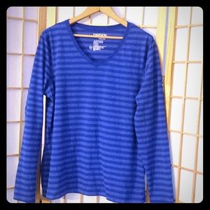 Long-Sleeved Striped Blue Active Tee